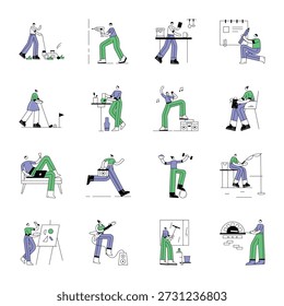 Paket mit täglichem Leben und Aktivität Doodle Style Illustrationen 


