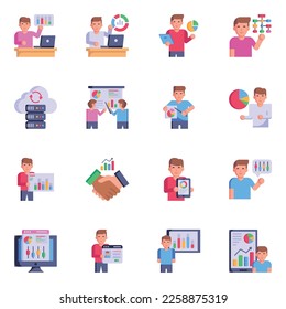 Pack of Data Analysis Flat Icons 

