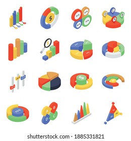 

Paket von Datendiagrammen Isometrische Symbole