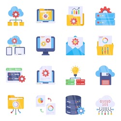 Pack Of Data Management Flat Icons