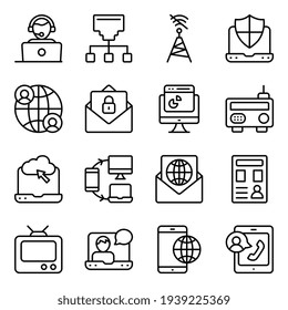 Pack of Data and Networking Linear Icons 