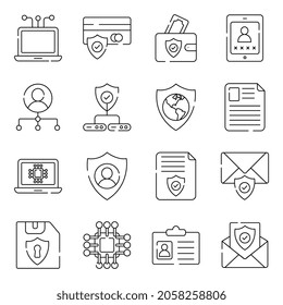 Pack of Data Protection Linear Icons 