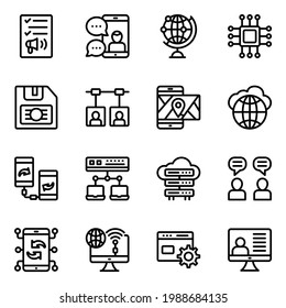 Pack of Data Sharing and Synchronization Linear Icons 