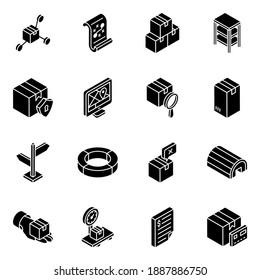 
Pack of Delivery Glyph Isometric Icons 