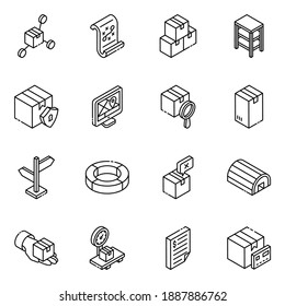 
Pack of Delivery Glyph Isometric Icons 