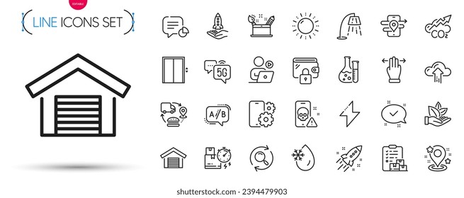 Pack of Delivery report, Phone service and Organic product line icons. Include Startup rocket, Chemistry lab, Energy pictogram icons. Approved, Multitasking gesture, Video conference signs. Vector