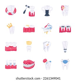 Pack of Dental Treatment 2D Icons 

