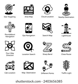 Pack of Destinations Glyph Icons 

