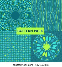 Pack of different abstract geometric backgrounds of dots.
