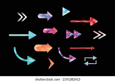 pack of different arrows, mesh arrows, arrow icons, collection of concept arrows, web design, mobile apps, posters, banners, quirky, interesting, trendy arrows