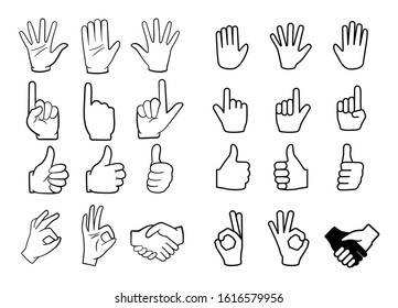 Hand Gestures Icons Handshake Clapping Hands Stock Vector (Royalty Free ...