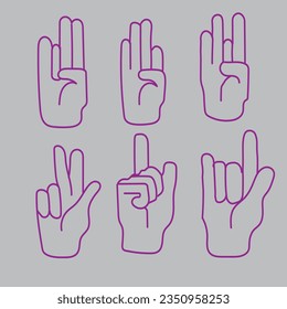 pack of different hands gestures and signs set