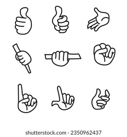 pack of different hands gestures and signs set
