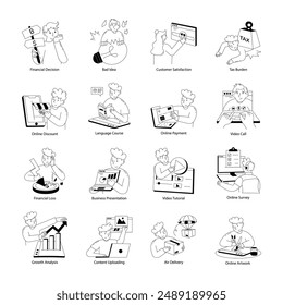 Paquete de Mini Ilustraciones de Manejo de Negocios Digitales 

