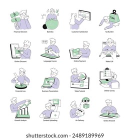 Paquete de Mini Ilustraciones de Manejo de Negocios Digitales 

