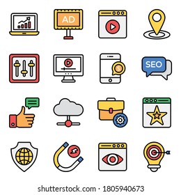 Paket mit digitalen Marketing-Flachsymbolen 