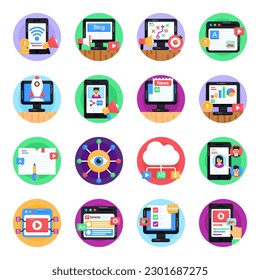 Pack of Digital Marketing Flat Rounded Icons 

