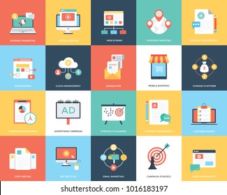 A Pack Of Digital Marketing Flat Vector Illustration 