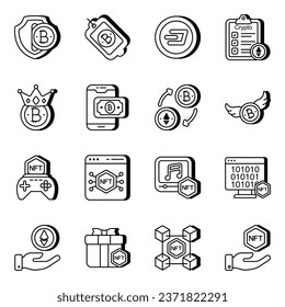 Paquete de iconos vectoriales de dinero digital

