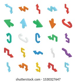 Pack of Direction Arrows Isometric Vectors 