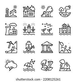 Pack of Disasters Line Icons 
