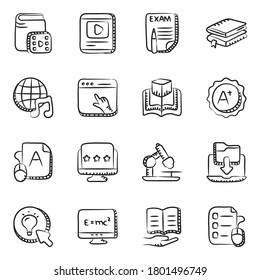 Pack of Distance Learning Doodle Icons 