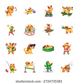 Pack de Perros y Mascotas Iconos de Estilo Plano 
