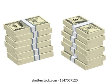 Pack of dollars money vector design illustration isolated on white background