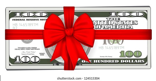 Pack of dollars tied with ribbon.vector