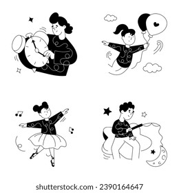 Pack of Dreaming Persons Hand Drawn Illustrations 


