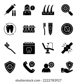 Paquete de iconos sólidos de E Healthcare

