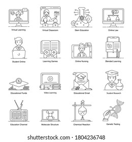 Pack of E Learning Line Icons 