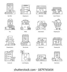 
Pack of E Shopping Flat Icons 