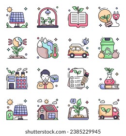 Pack of Eco Flat Icons 

