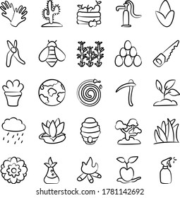 Pack of Ecology Doodle Icons 