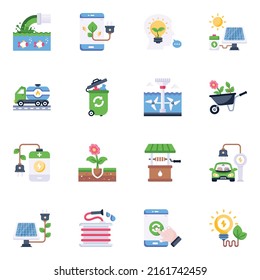 Pack of Ecology Flat Icons

