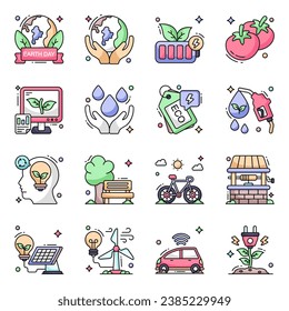 Pack of Ecology Flat Icons 

