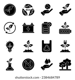 Pack of Ecology Glyph Icons

