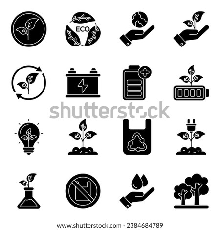 Pack of Ecology Glyph Icons

