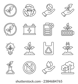 Paquete de Iconos LINEALES de ecología
