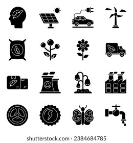 Pack of Ecology and Nature Glyph cons