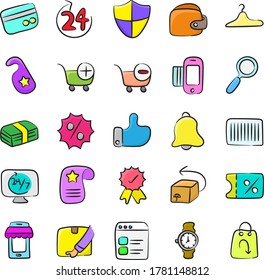 Pack of Ecommerce Doodle Icons