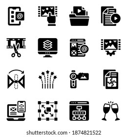 
Pack of editing Tools Glyph Icons  