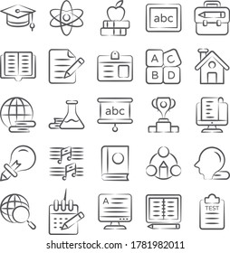 Paquete De Iconos De Doodle De Educación 