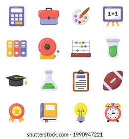 Pack of Education Flat Icons 