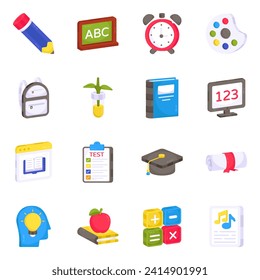 Paquete de iconos planos de la educación 

