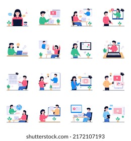 Paquete de ilustraciones planas de educación

