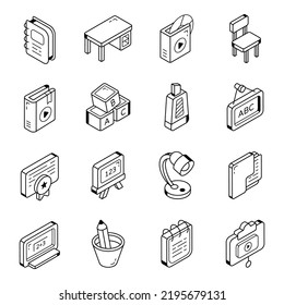 Pack Of Education Isometric Line Icons

