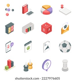 Paquete de educación y conocimiento Isometric Icons


