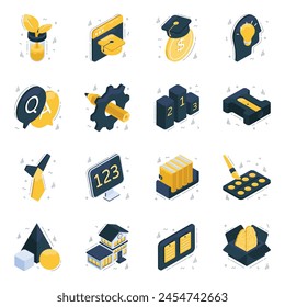 Pack of Education and Knowledge Isometric Icons

